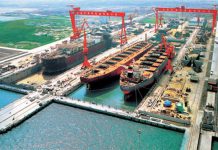 中国上海外高桥造船基地船坞工程