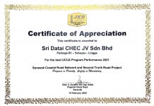 马来西亚沙捞越第二干道B1标项目荣获业主安全表彰