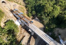 马东铁六分部B段桥梁T梁制架全部完成