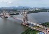 马来西亚砂捞越塞京卡特大桥首个边跨合龙段顺利合龙